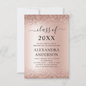 2022 Graduation Party Glitter Roos Gold Blush Pink Kaart (Voorkant)