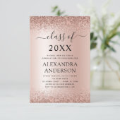 2022 Graduation Party Glitter Roos Gold Blush Pink Kaart (Staand voorkant)