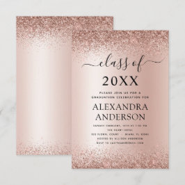 2022 Graduation Party Glitter Roos Gold Blush Pink Kaart