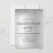 2022 Graduation Party Glitter Silver Black Kaart (Voorkant)