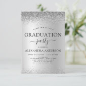 2022 Graduation Party Glitter Silver Black Kaart (Staand voorkant)