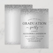 2022 Graduation Party Glitter Silver Black Kaart (Voorkant / Achterkant)