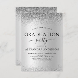 2022 Graduation Party Glitter Silver Black Kaart