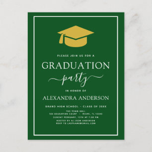 2022 Graduation Party Green Gold Modern Elegant in Briefkaart