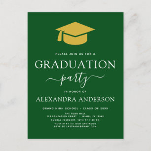 2022 Graduation Party Green Gold Modern Elegant in Briefkaart