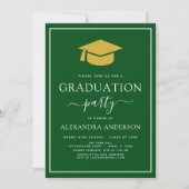 2022 Graduation Party Green Gold Modern Elegant in Kaart (Voorkant)