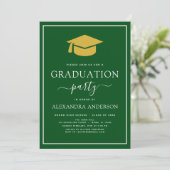 2022 Graduation Party Green Gold Modern Elegant in Kaart (Staand voorkant)
