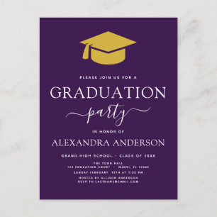 2022 Graduation Party Paars Gold Modern Elegant I Briefkaart