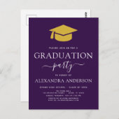 2022 Graduation Party Paars Gold Modern Elegant I Briefkaart (Voorkant / Achterkant)