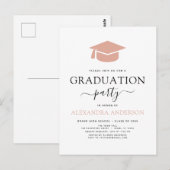2022 Graduation Party Pink Elegant Black White Inv Briefkaart (Voorkant / Achterkant)