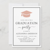 2022 Graduation Party Pink Elegant Black White Inv Kaart (Voorkant)