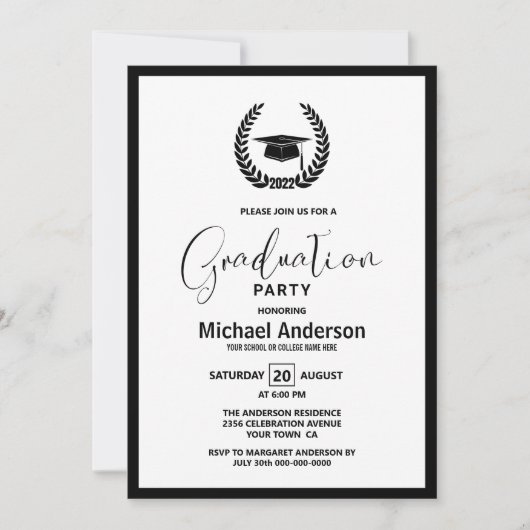 2022 Graduation Party (Wreath en Mortarboard) Kaart (Voorkant)