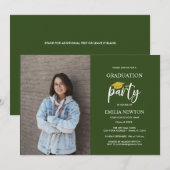 2022 Green Gold Photo Graduation Party Kaart (Voorkant / Achterkant)