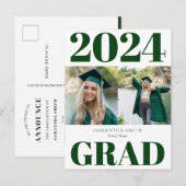 2022 Groen Modern Eenvoudig Typografie 2 Foto Grad Aankondigingskaart (Voorkant / Achterkant)