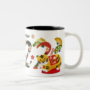 2022 Happy New Year Cute Tiger Two-Tone Coffee Mok