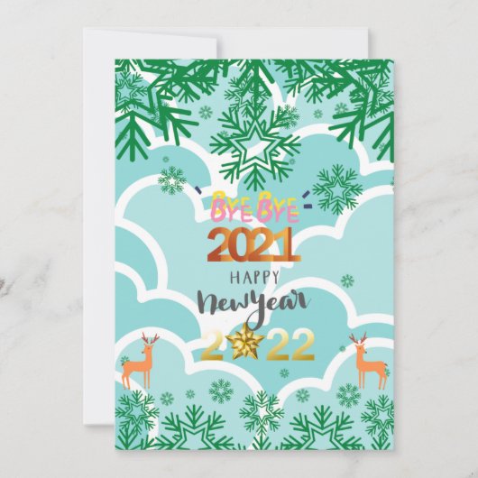 2022 Happy New Year Vakantiay Greeting Cards Kaart (Voorkant)