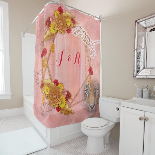 2022 het Jaar van de Tijger Douchegordijn (In situ)