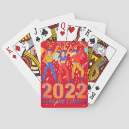 2022 HIER KOMEN WE grappige nieuwe jaren, een cade Pokerkaarten