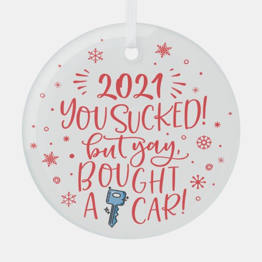 2022 is opgezogen, maar heeft een auto gekocht met glas ornament (Voorkant)