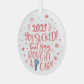 2022 is opgezogen, maar heeft een auto gekocht met glas ornament (Voorkant links)