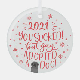 2022 is opgezogen maar heeft een witte hondenhok g glas ornament