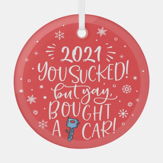 2022 is opgezogen, maar je hebt een auto gekocht m glas ornament (Voorkant)