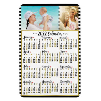 2022 Jaar Maandelijkse Agenda Strepen | Aangepaste Magneet