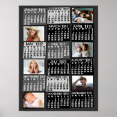 2022 Jaar Maandelijkse Kalender Fotocollage Mod Zw Poster (Voorkant)