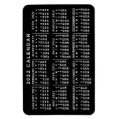 2022 Jaar Maandelijkse Kalender Klassiek Zwart-wit Magneet (Verticaal)