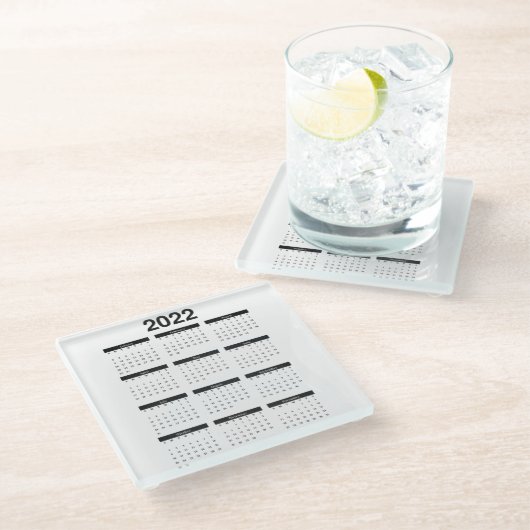 2022 Jaar Maandelijkse kalender Onderzetter Glazen Onderzetter (Schuin)