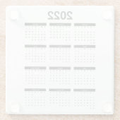 2022 Jaar Maandelijkse kalender Onderzetter Glazen Onderzetter (Achterkant)