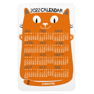 2022 Jaar Maandelijkse kalender Oranje Kat uit de  Magneet