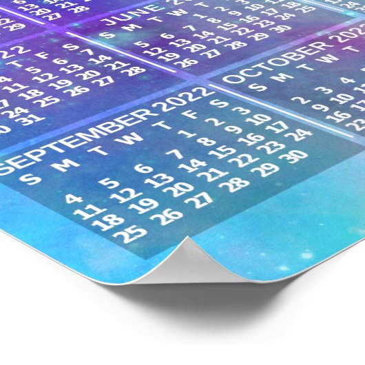 2022 Jaar Maandkalender Boho Watercolor 3 Foto Poster (Hoek)