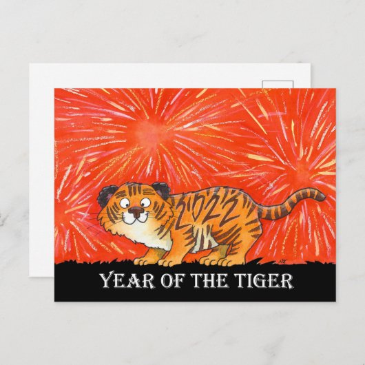 2022 Jaar van de tijger Briefkaart (Voorkant / Achterkant)
