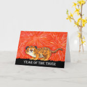 2022 Jaar van de Tijger groet Kaart (Gele Bloem)