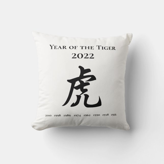 2022 Jaar van het Tiger Chinese Zodiac Sign Kussen (Voorkant)