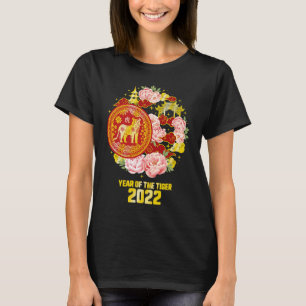 2022 Jaar van het Tiger Lunar Happy Nieuwjaar Chin T-shirt
