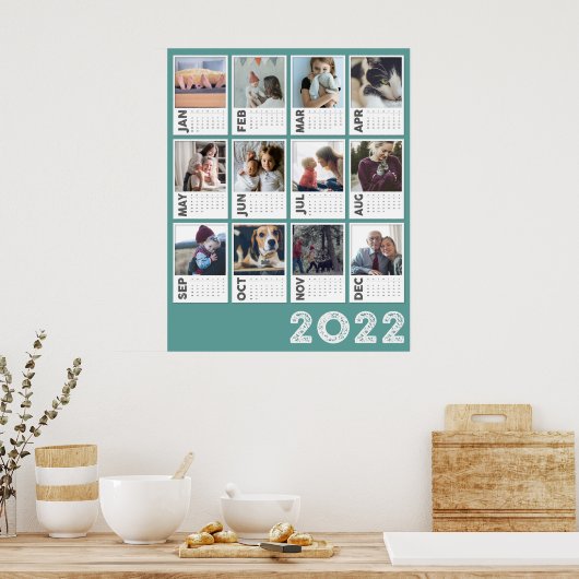 2022 Jaarkalender Moderne Foto Collage Poster (Keuken)