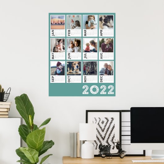 2022 Jaarkalender Moderne Foto Collage Poster (Thuiskantoor)
