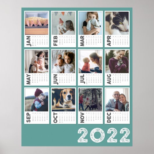 2022 Jaarkalender Moderne Fotocollage Poster (Voorkant)