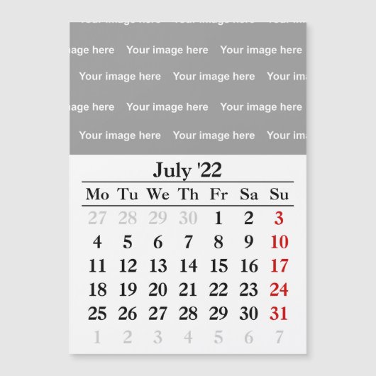 2022 Juli kalender Magnetische kaart (Voorkant)