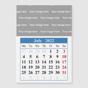 2022 Juli kalender Magnetische kaart
