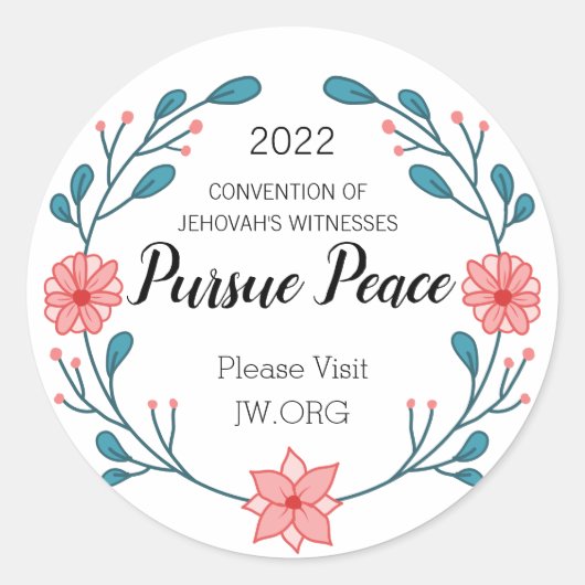 2022 JW-ministerieel vredesverdrag Ronde Sticker (Voorkant)