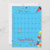 2022 Kalender Februari Gelukkige Verjaardag Uitnod Kaart (Voorkant)