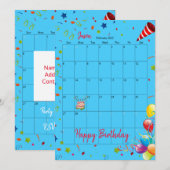 2022 Kalender Februari Gelukkige Verjaardag Uitnod Kaart (Voorkant / Achterkant)