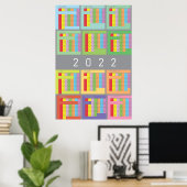 2022 kalender in kleur poster (Thuiskantoor)