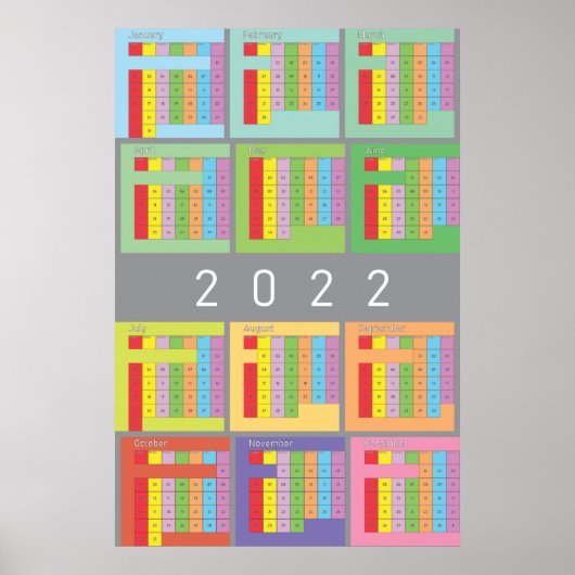 2022 kalender in kleur poster (Voorkant)
