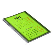 2022 Kalender januari Februari druk op.. Notitieboek (Rechterzijde)