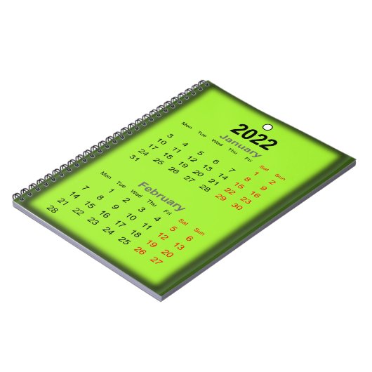 2022 Kalender januari Februari druk op.. Notitieboek (Linkerzijde)