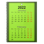 2022 Kalender januari Februari druk op.. Notitieboek (Voorkant)